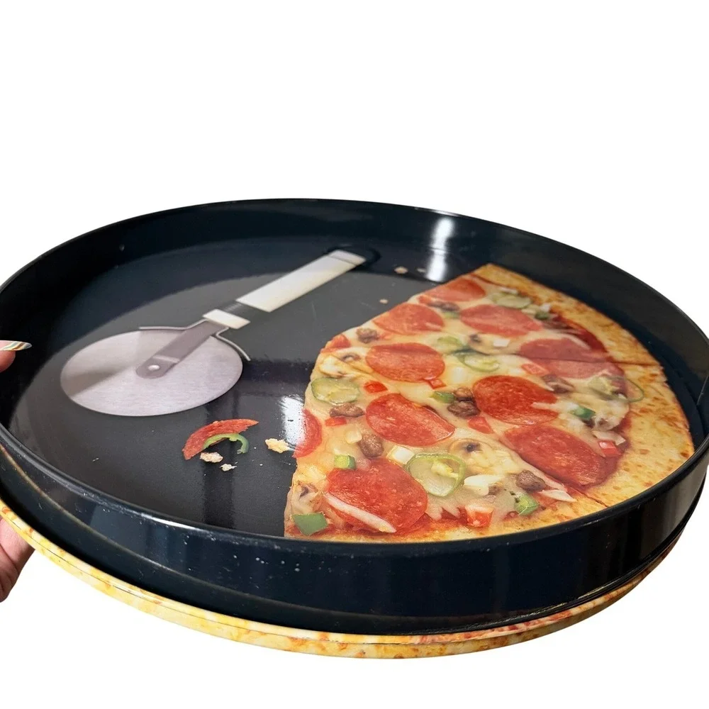 Vintage Pizza Serving Tray Large Novelty Graphic Tin 15